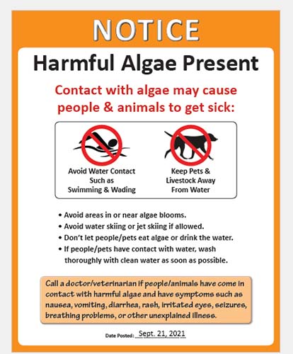 Notice - Harmful Algae Present at Springfork Lake