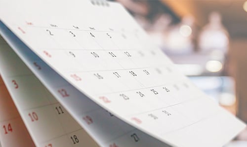 Close up of a blank calendar