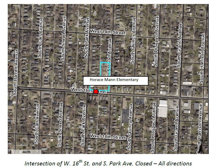 Map showing the area affected by the intersection closure