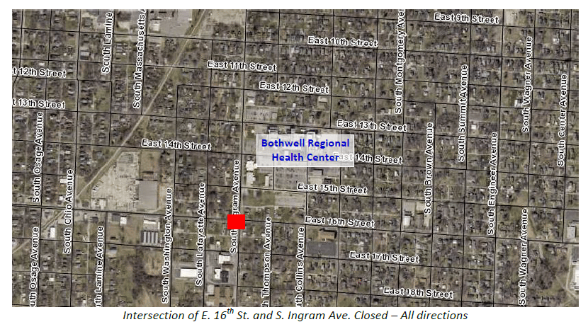 Map showing the area affected by the intersection closure