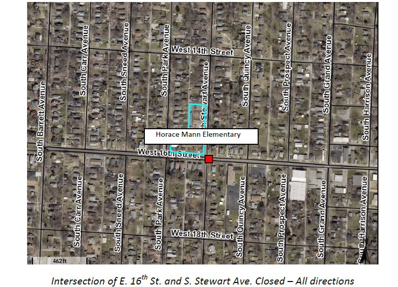 Map showing the area affected by the intersection closure