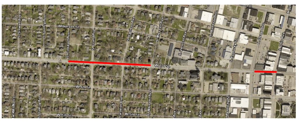 Map of area being affected by road resurfacing